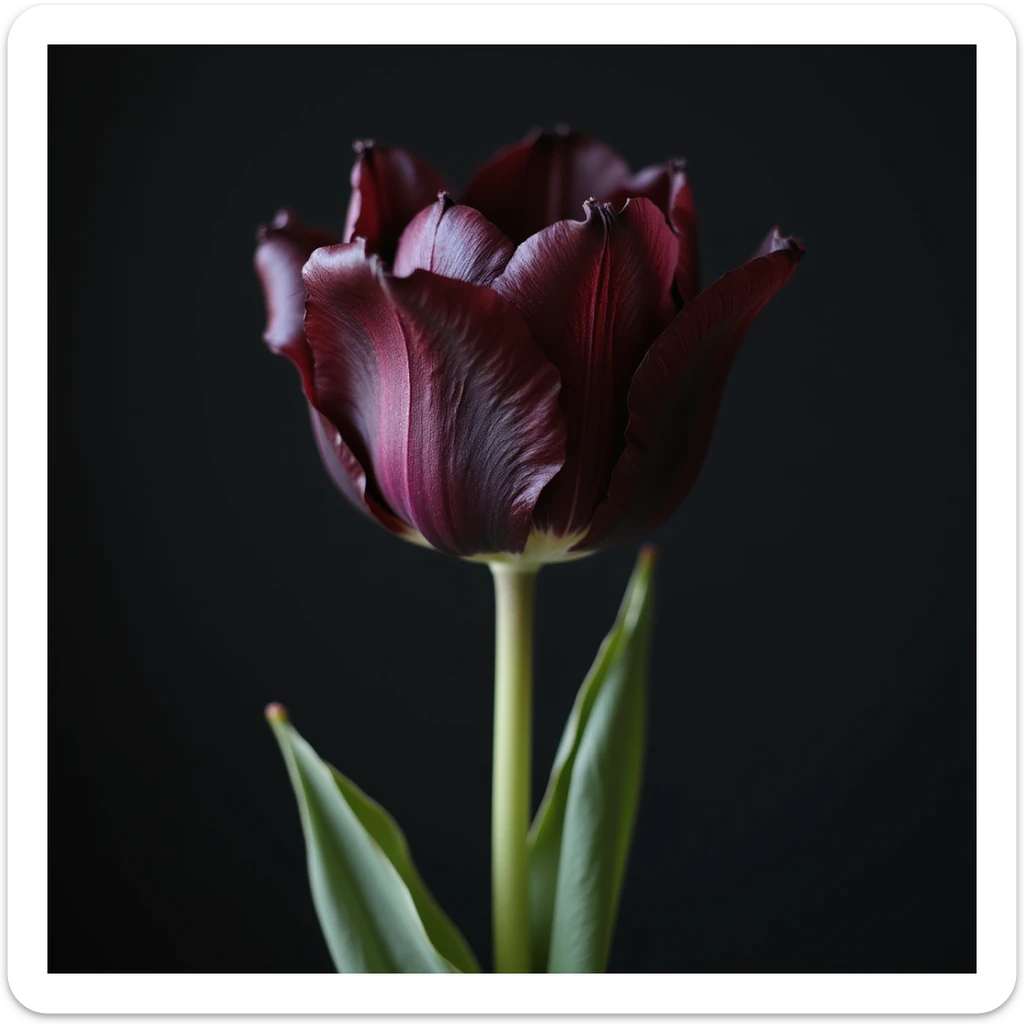 realistic goth tulip with black petals bouquet arrangement, photorealistic style sticker