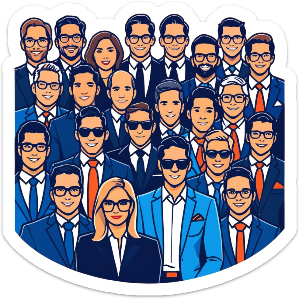 Grant Cardone, Tai Lopez, Josh King Madrid, Alex Hormozi, Iman Gadzhi, Daniel G, Branden Condy, Patrick Bet-David, Dan Henry, Luke Belmar, Shelby Sapp, Leila Hormozi, Tefi Valenzuela, business, influencers, friends, rich millionaire success lifestyle, private jet , supercars, success, sales sticker