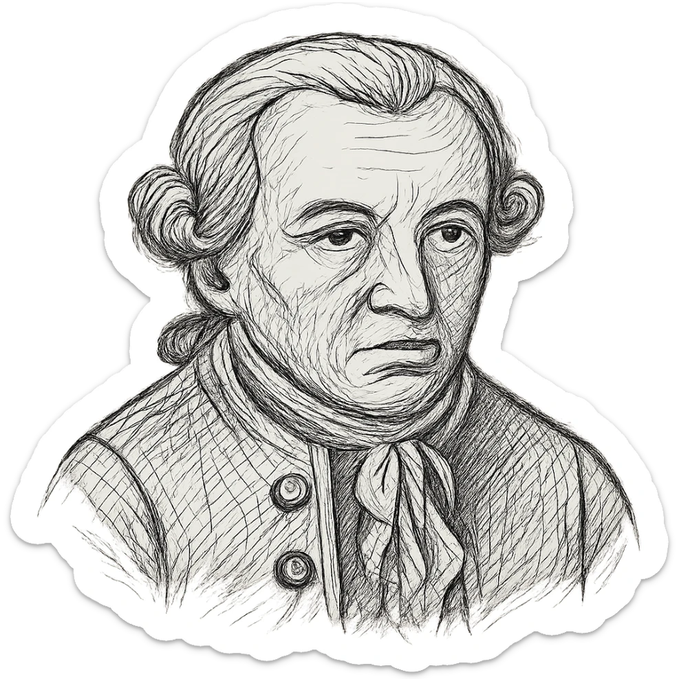 Add more strokes to the portrait of Immanuel Kant to make it more detailed, keeping it hand-drawn in a sketchy outline style with no fill, only outlines, no background, and no text. sticker
