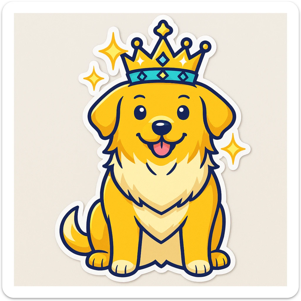 Make the crown sparkle in the style of cartoonish stickers, preserving the sticker style look. sticker