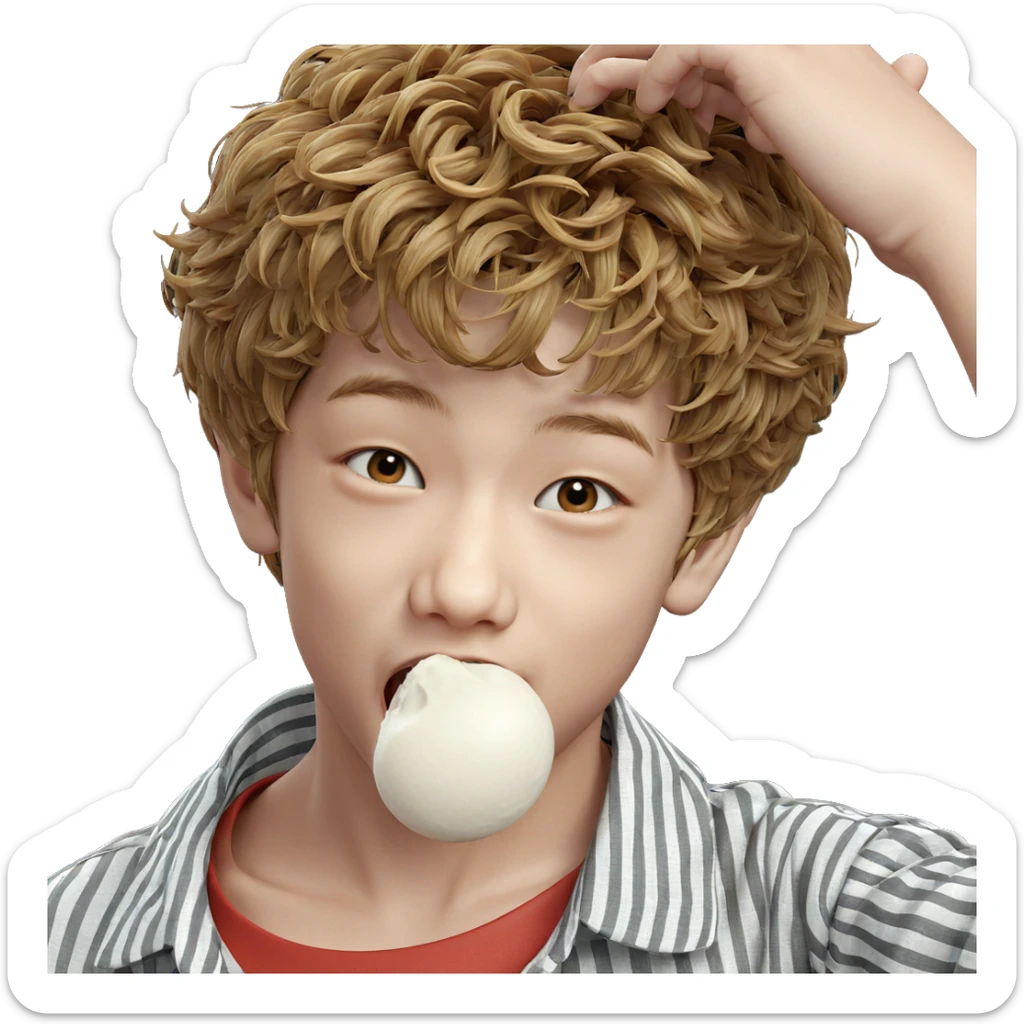 boy enjoying food closeup sticker