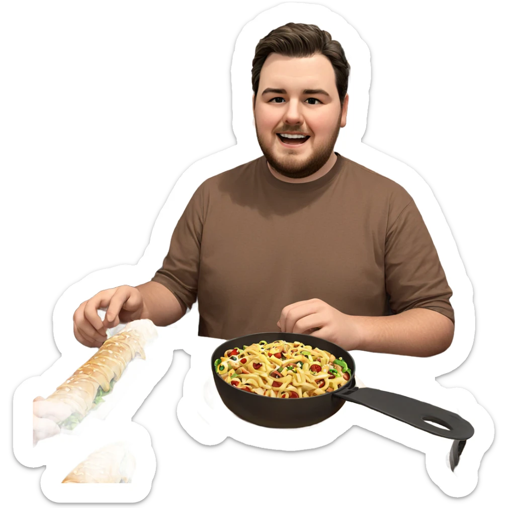 boys enjoying food together sticker