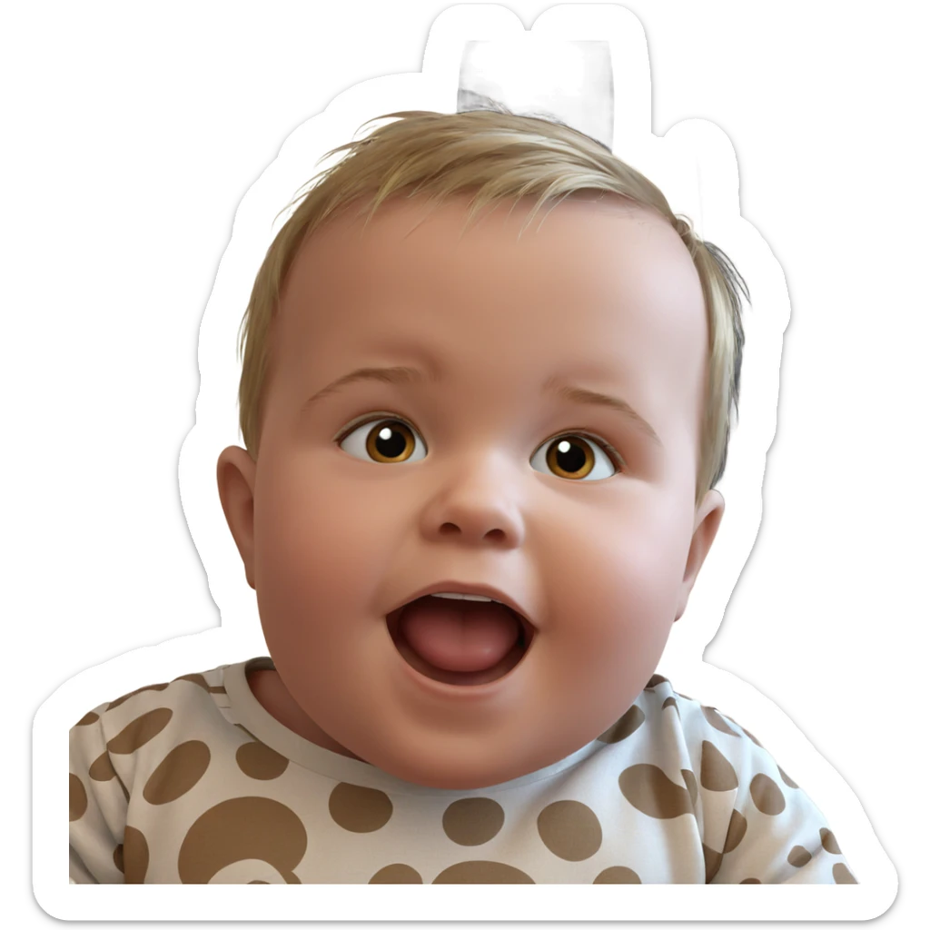 curious baby boy expression sticker