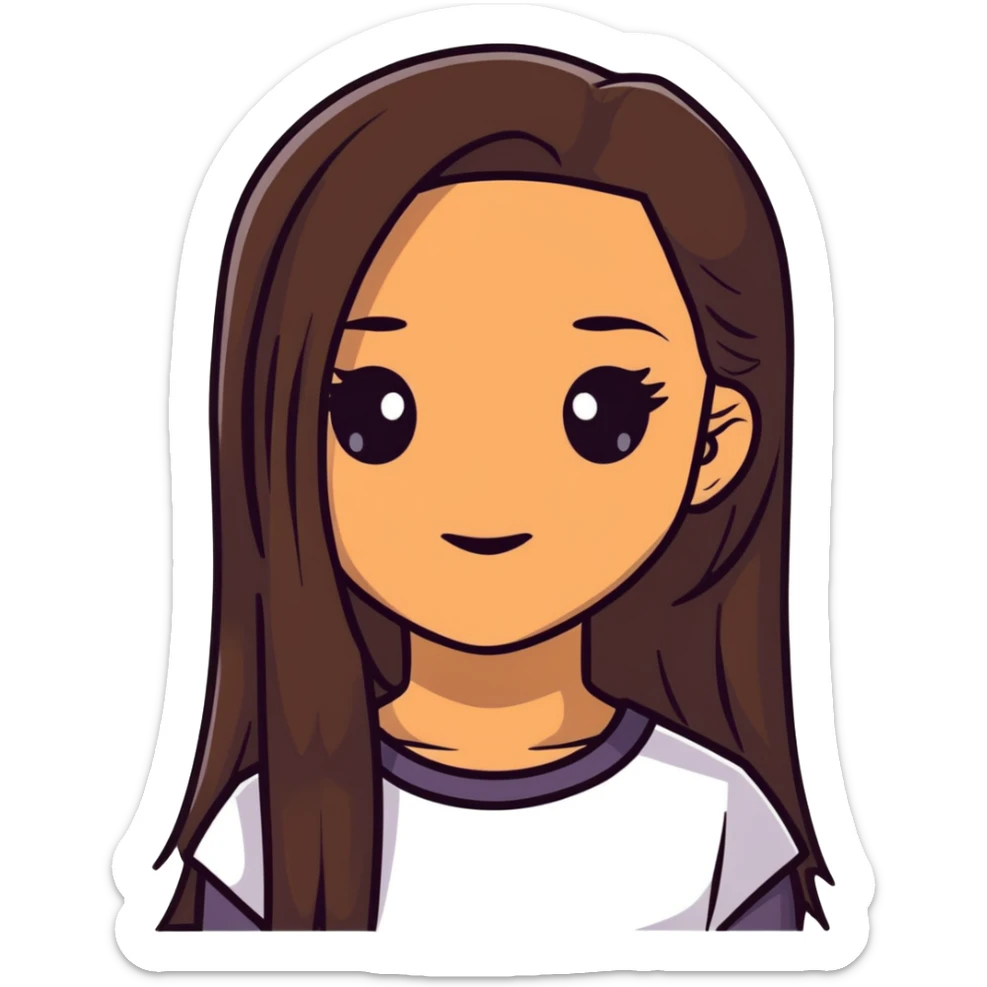 girl with light brown skin, dark eyes and dark straight long hair sticker