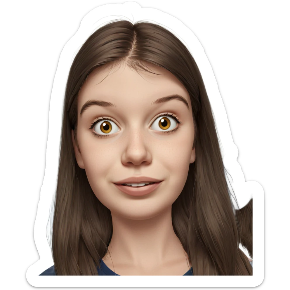 smiling girl with brown hair sticker