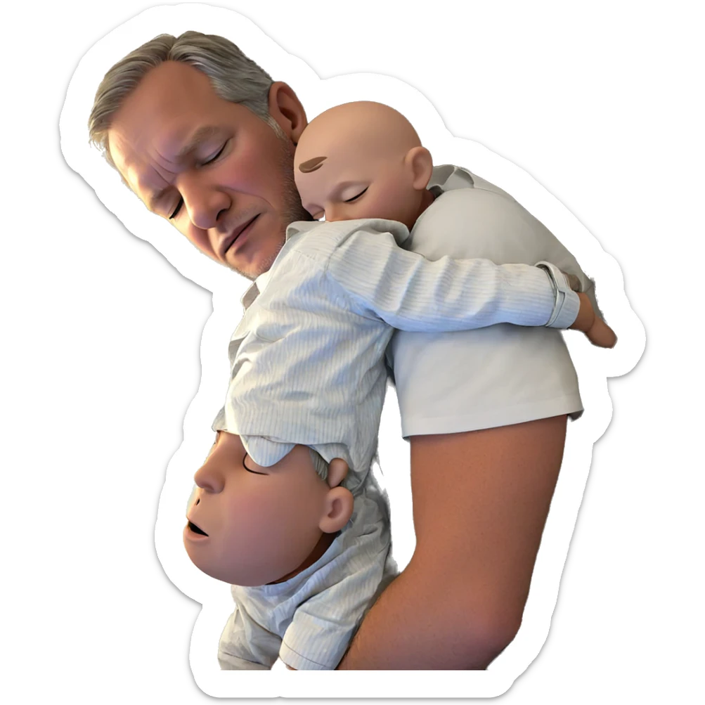 sleeping boys with old man sticker