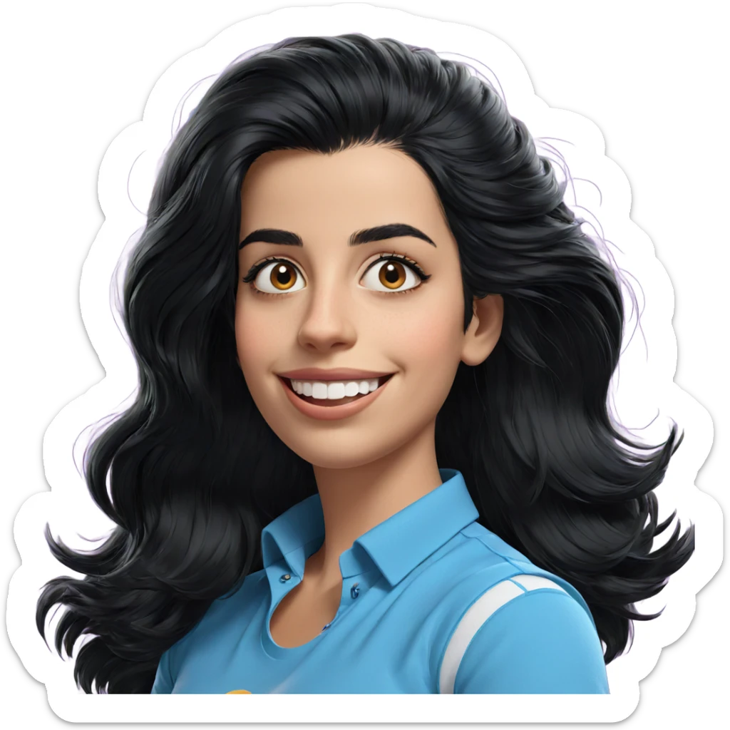 smiling girl with black hair sticker