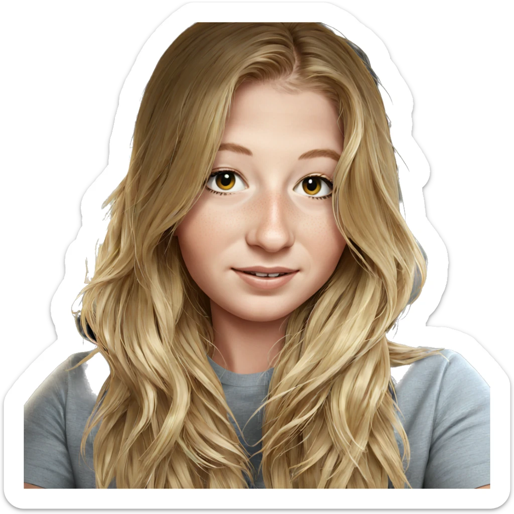 blonde girl with car sticker