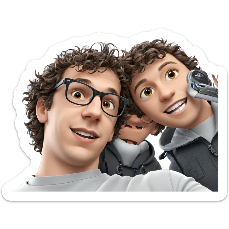 boys sharing a smile sticker