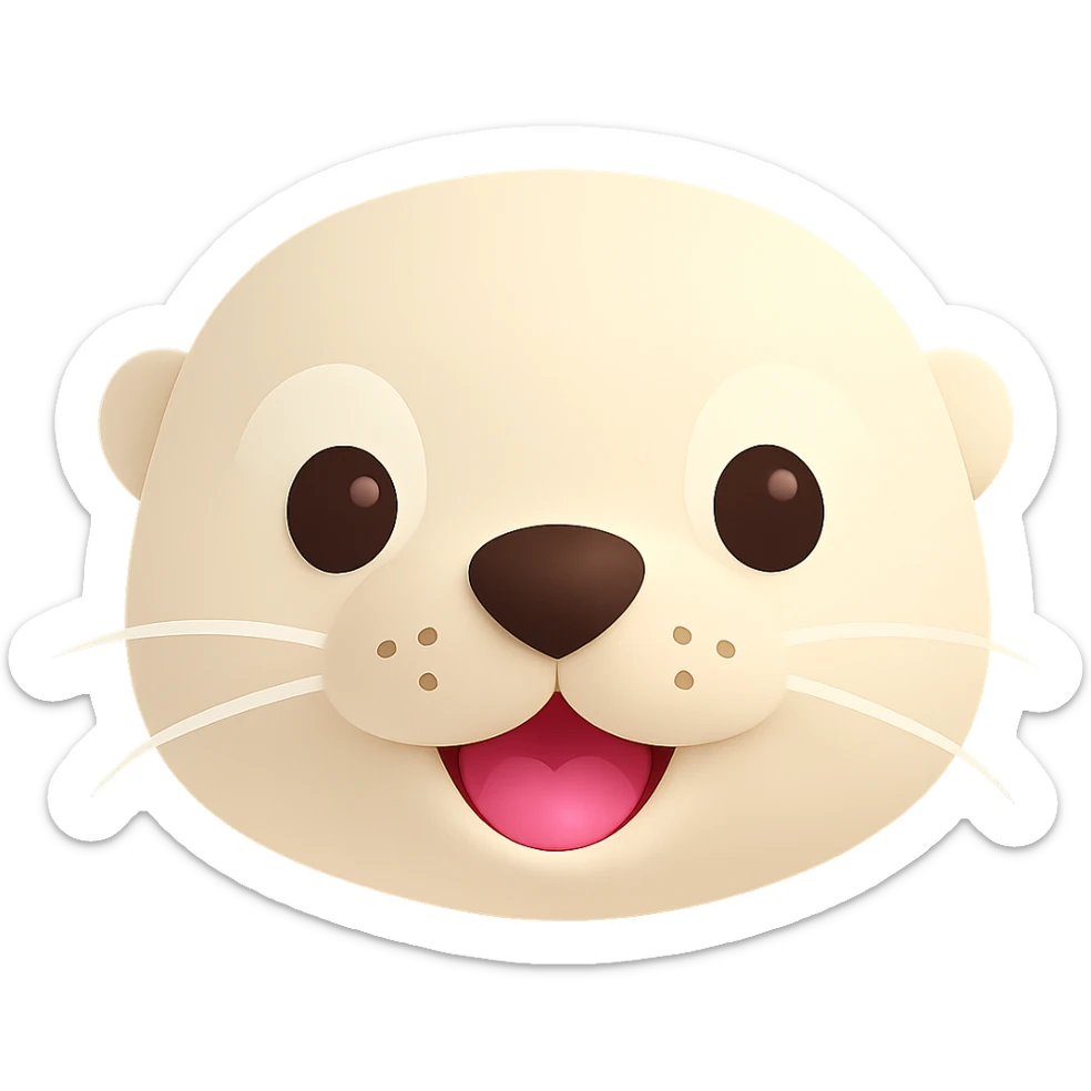 Show only the face of a cream color otter, keep it cute and simple, no background, clean isolated face portrait, minimalistic style. sticker