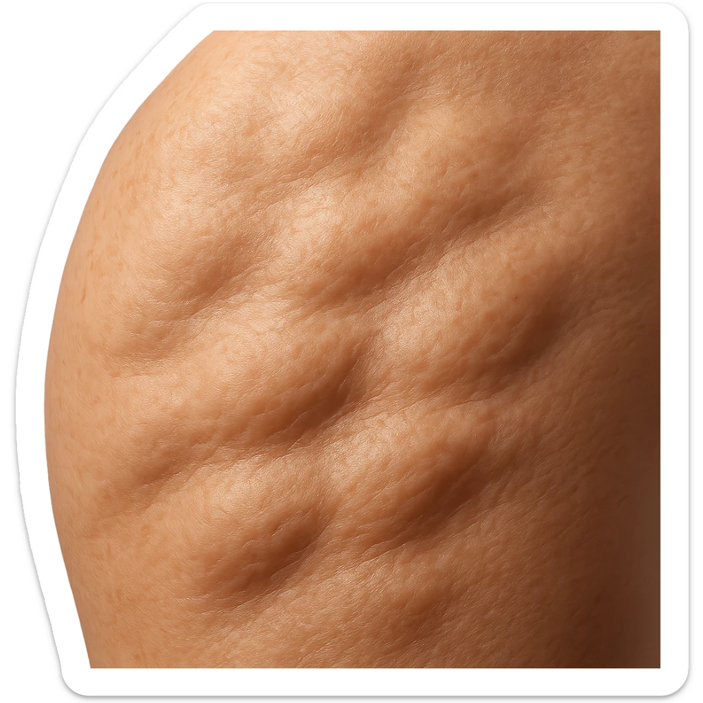 porzione di pelle con avvallamenti di grasso, iperrealistica 4k sticker