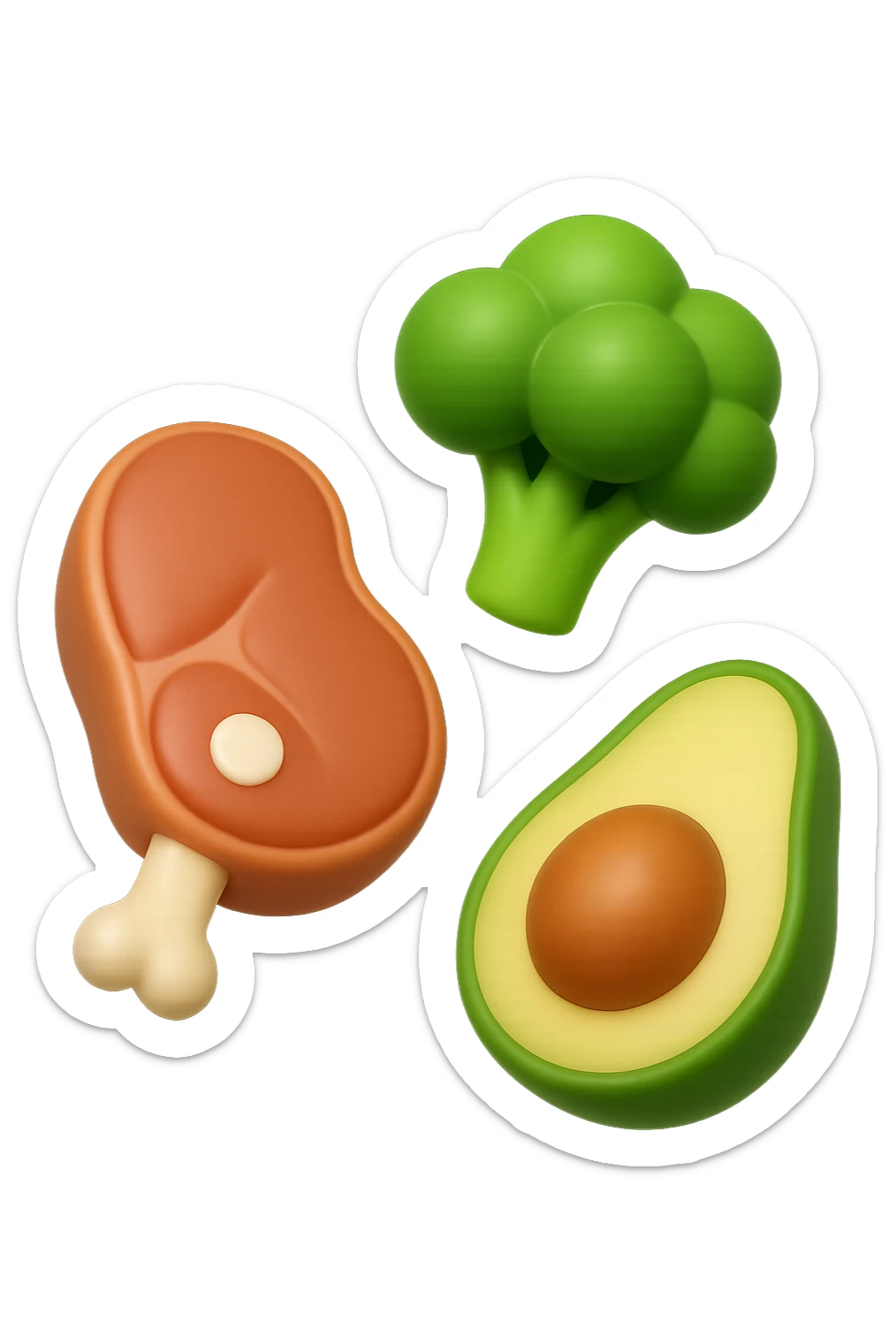 EMOJI STILE IPHONE 3D DI proteine, fibre, grassi sani che fluttuano in aria, iperrealistico 4k sticker