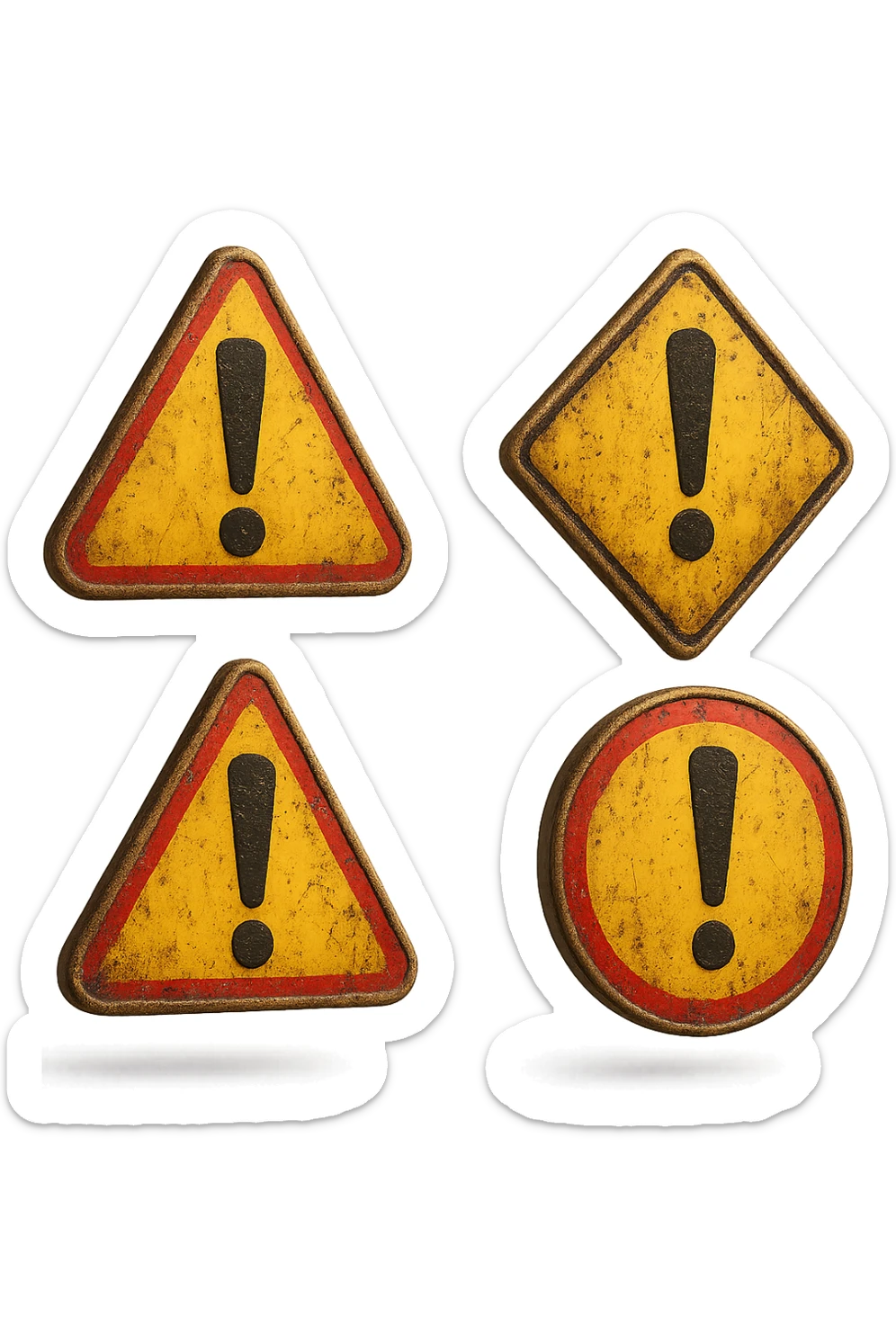 SEGNALI DI PERICOLO CON PUNTO ESCLAMATIVO 3D FLUTTUANO IN ARIA, IPERREALISTICI 4K sticker