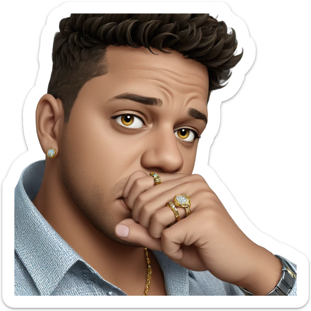 male portrait with jewelry sticker