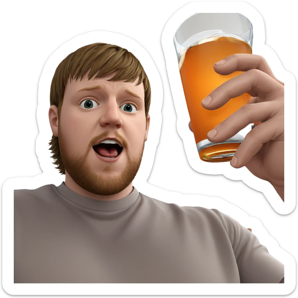 male with drink indoors sticker