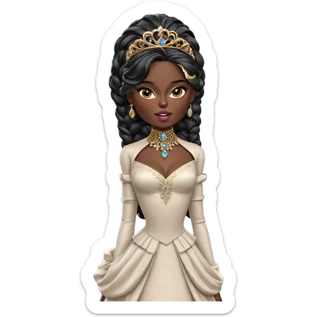 elegant dark-skinned princess portrait sticker