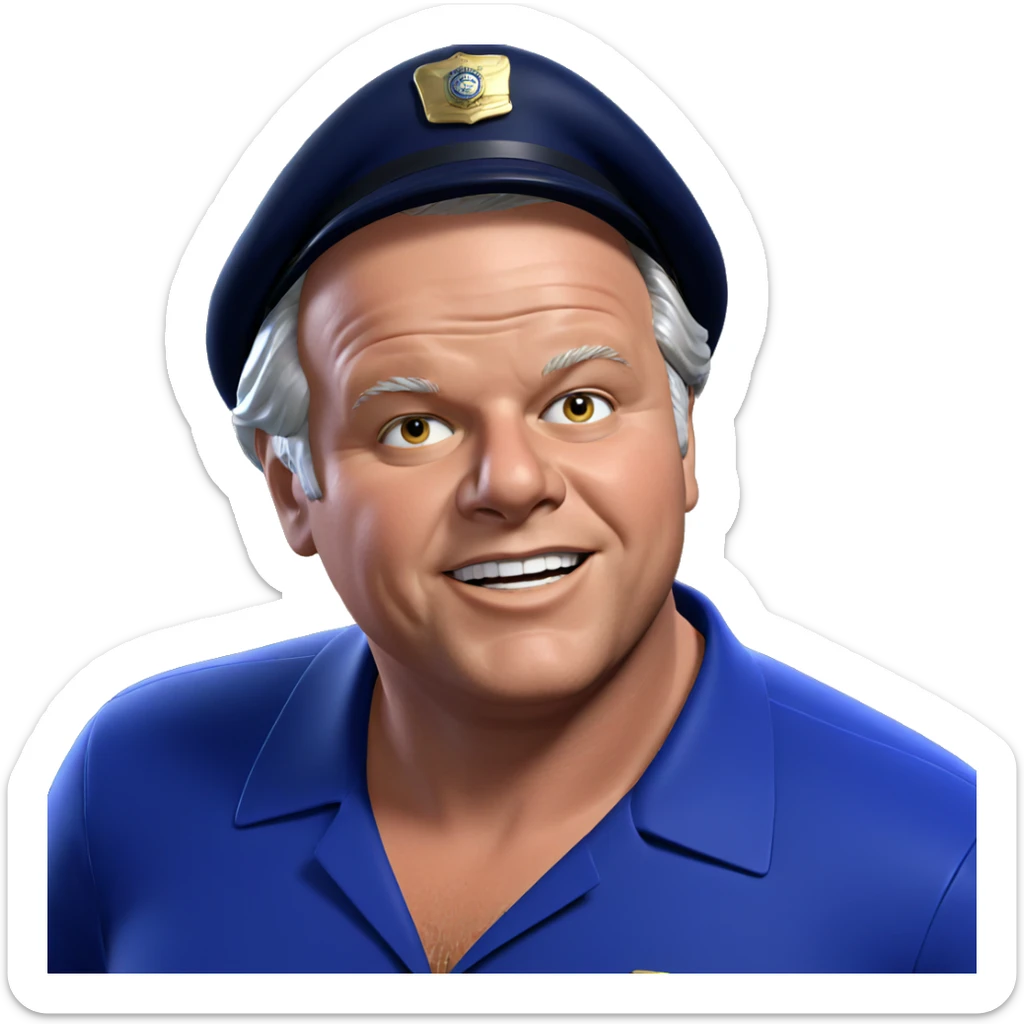 smiling old police officer sticker