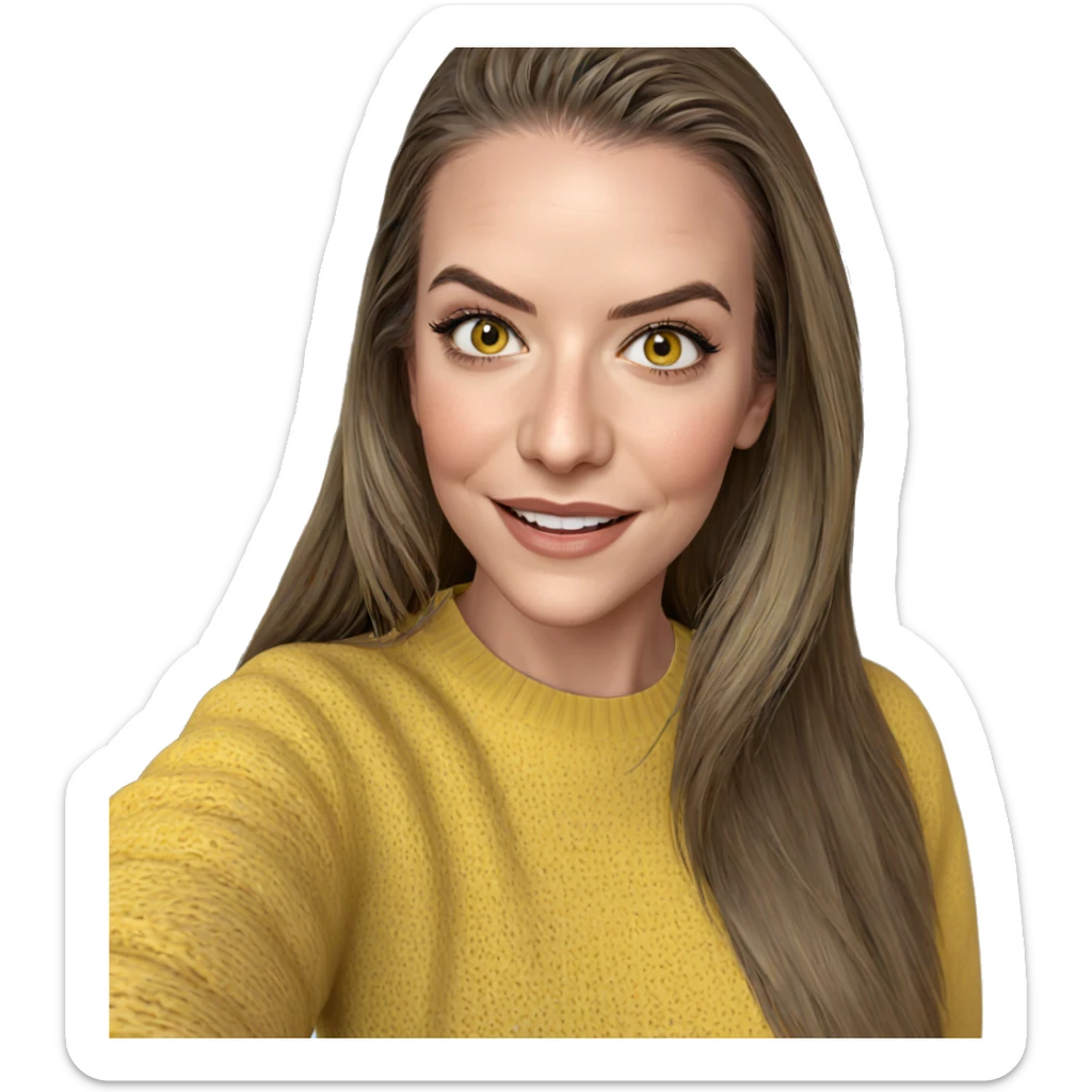 smiling girl in yellow sweater sticker