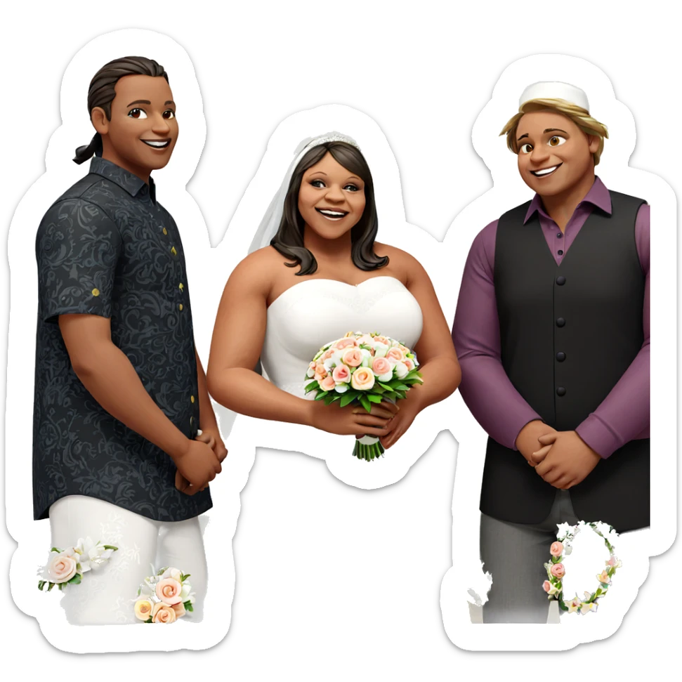 happy bride with bouquet sticker