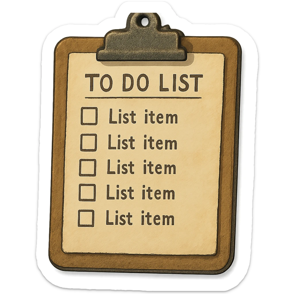 clipboard with list sticker