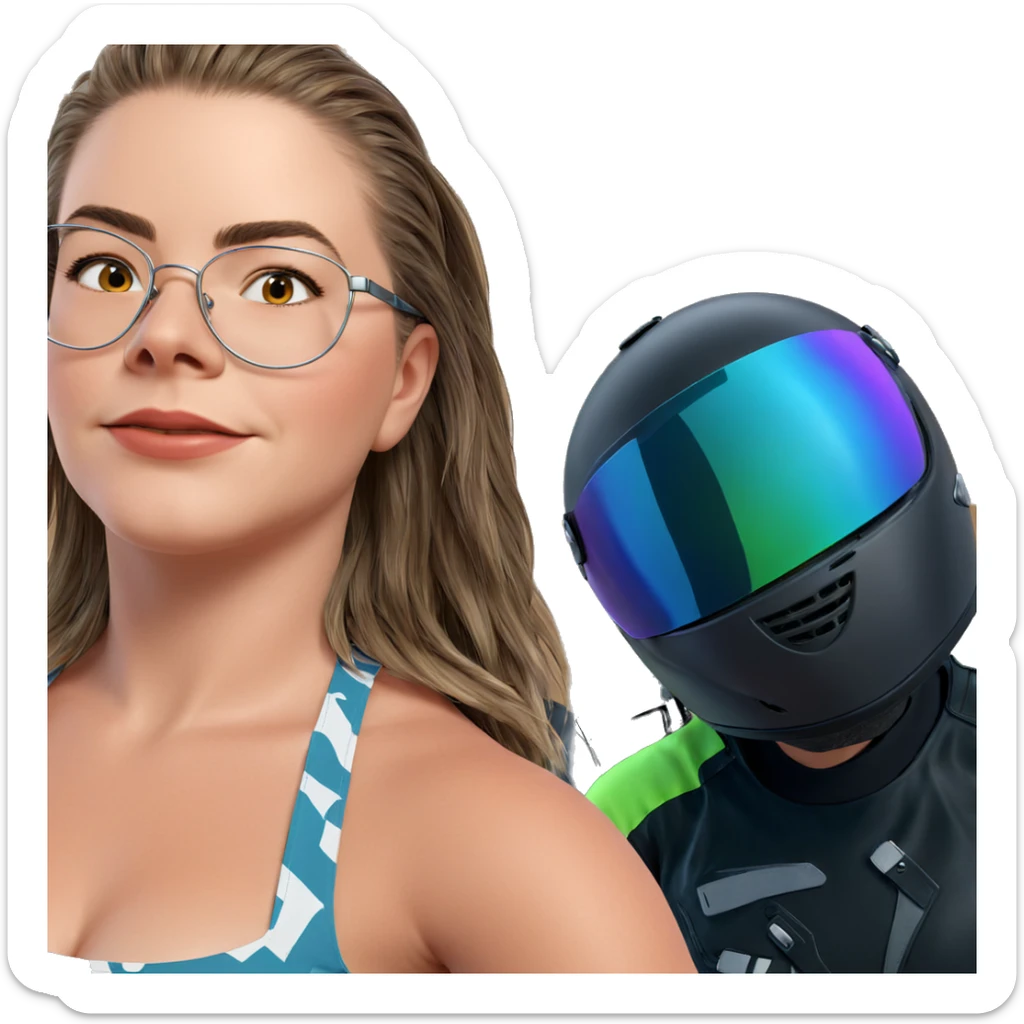 girl in motorcycle helmet sticker