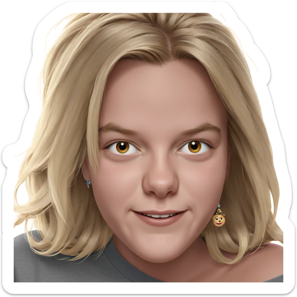 blonde girl with earrings smiling sticker