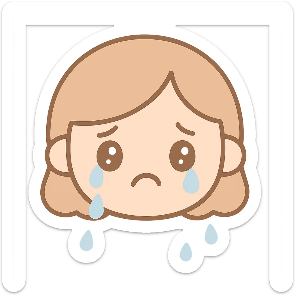 Make the sad girl emoji crying with visible tears, keep the original kawaii style. sticker