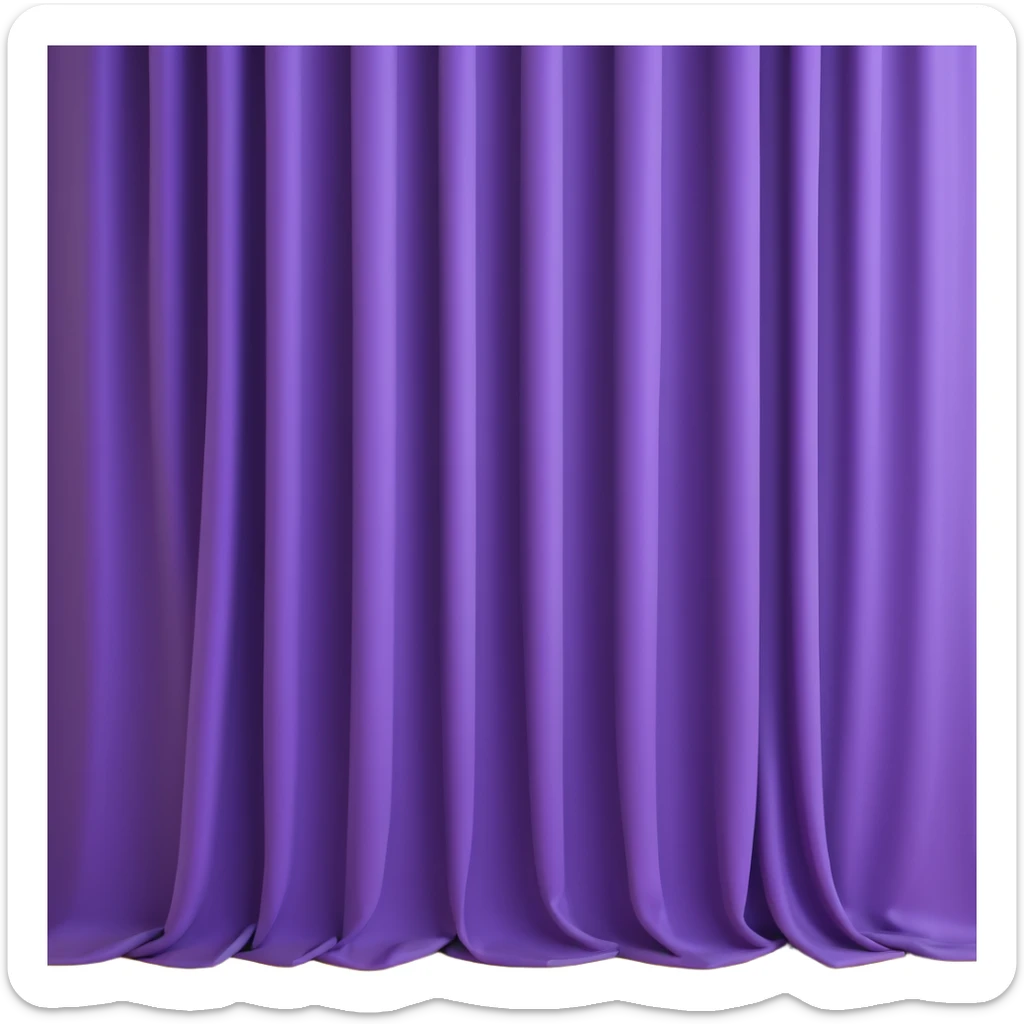A purple curtain hanging down, made of soft fabric, slightly wrinkled or flowing sticker