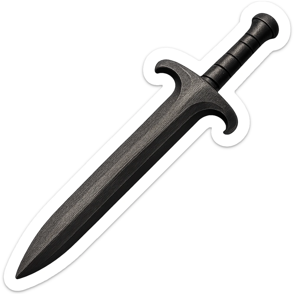 Make this steel sword 10% darker, keep it crisp, shiny, and slightly fancier than iron, realistic metallic steel, emoji style, transparent background. sticker