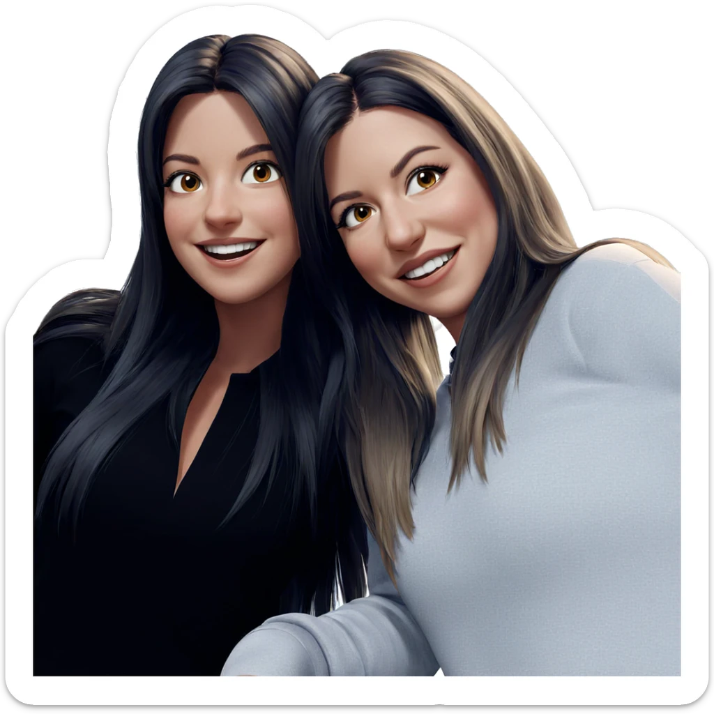 smiling girls with long hair sticker