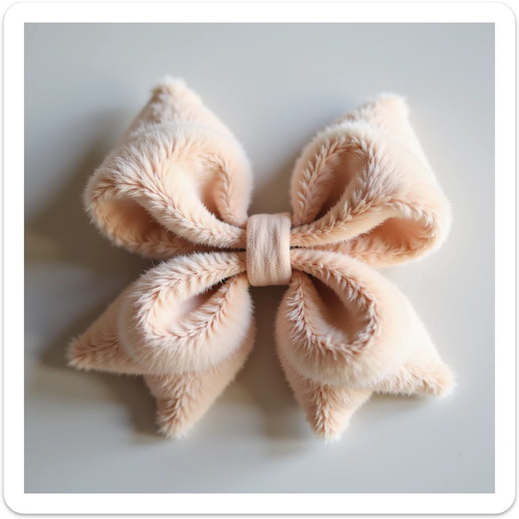 fluffy bow, realistic texture, gentle lighting, detailed and natural sticker