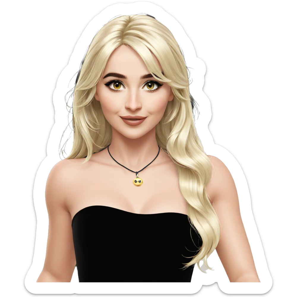 smiling girl in black dress sticker