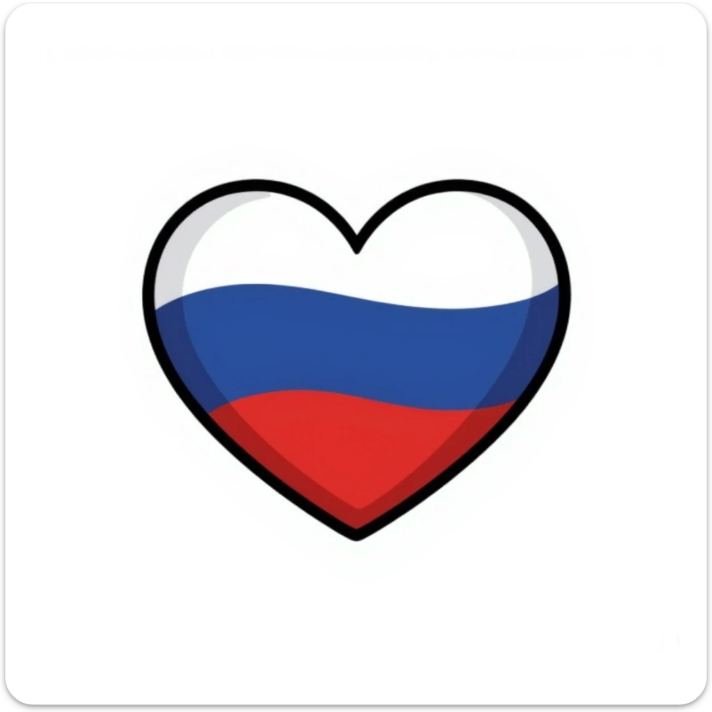 Heart painted in the colors of the Russian flag sticker