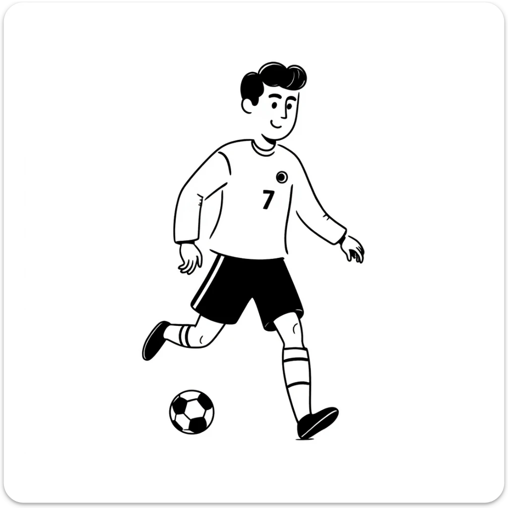 Cristiano Ronaldo with soccer ball, football player with jersey number 7 sticker