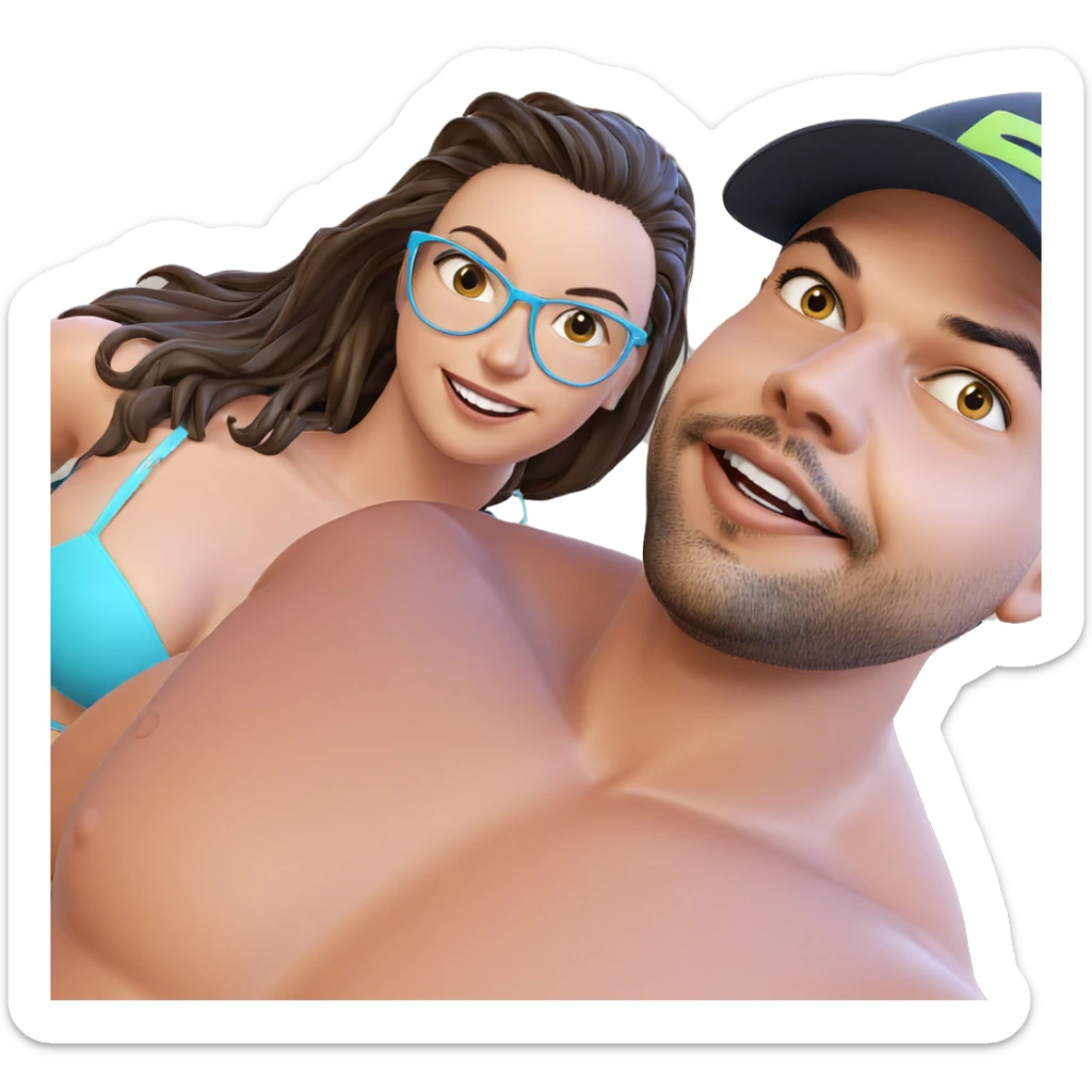 smiling couple in swimwear sticker