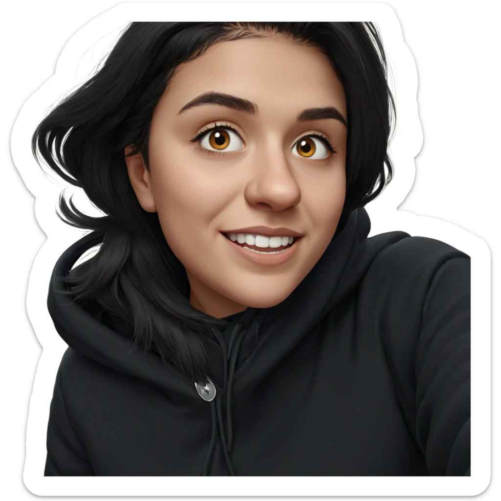 smiling girl in hoodie sticker