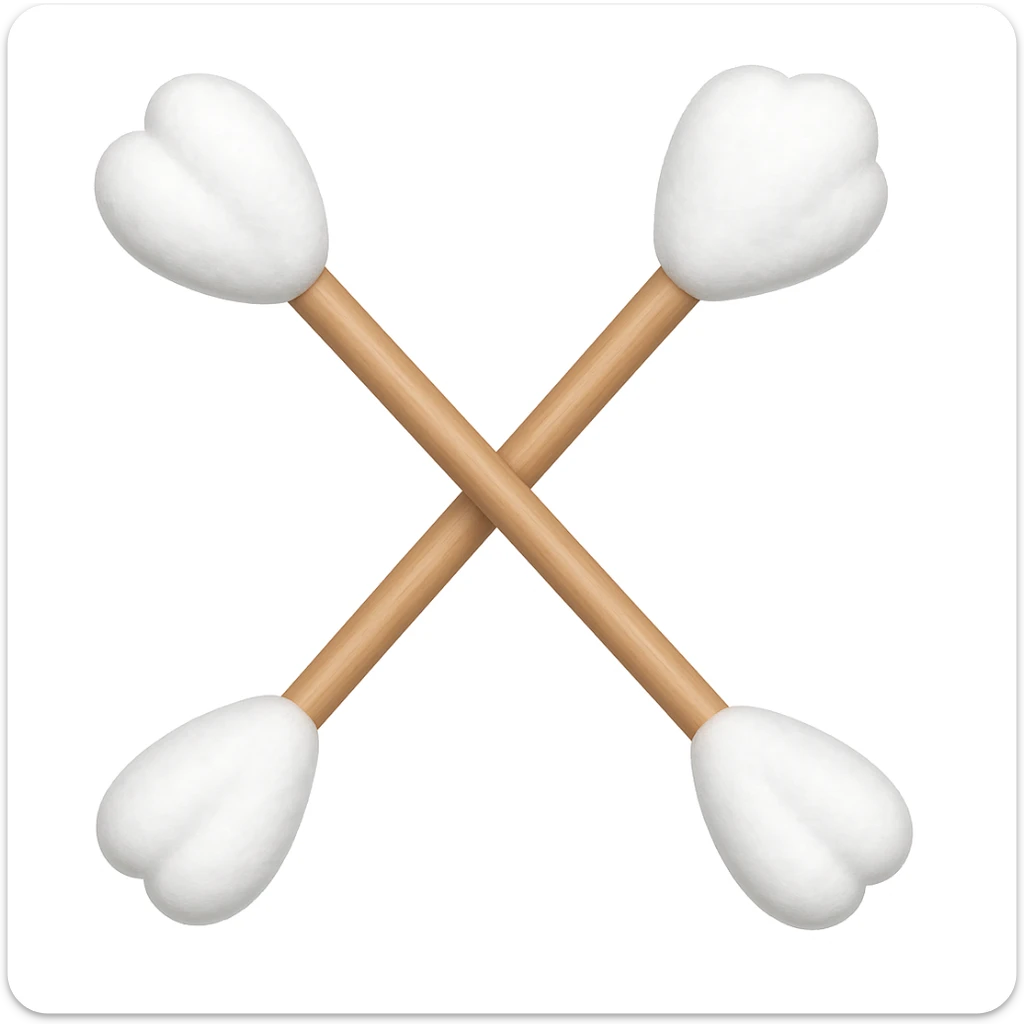 cotton swabs, apple style emojis, wooden sticks with cotton balls at both ends sticker
