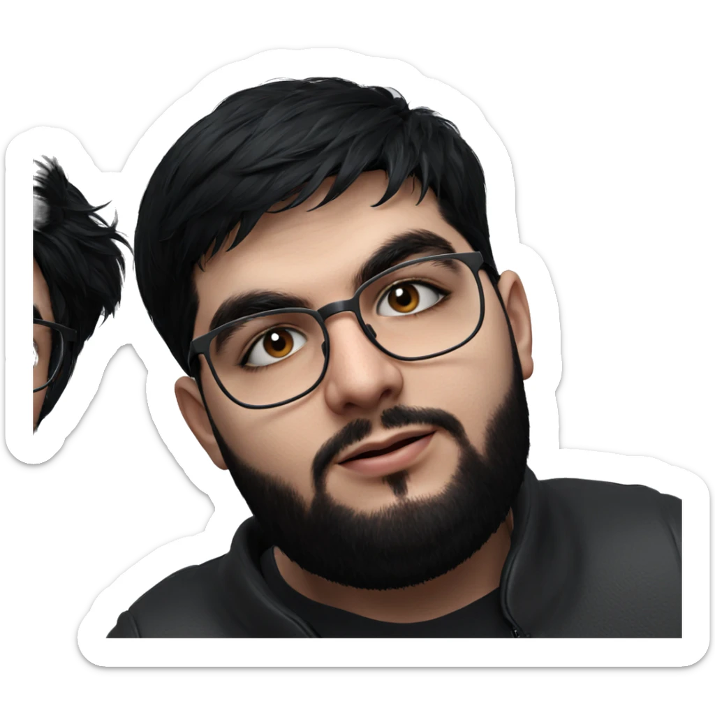 realistic male with black hair sticker