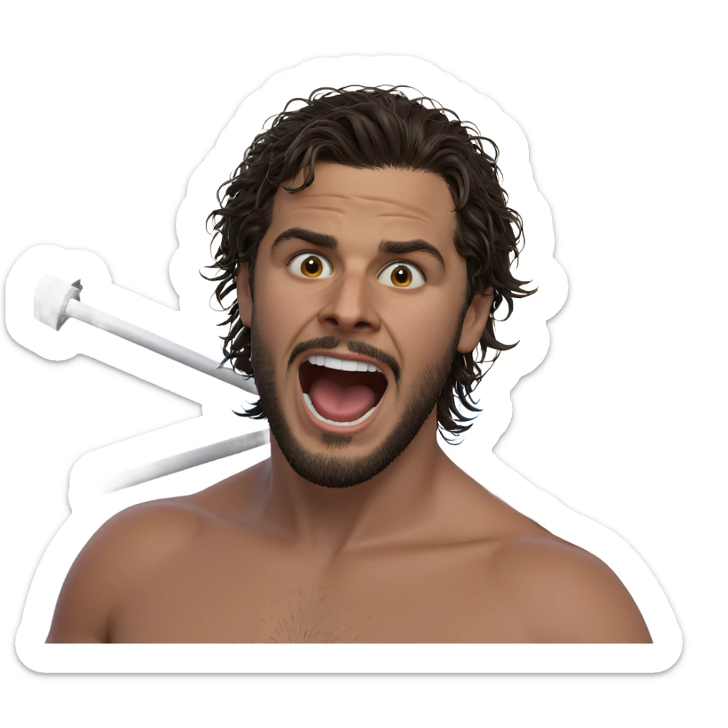 boy with umbrella and beard sticker