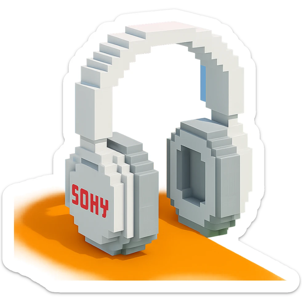 full-size white Sony headphones sticker