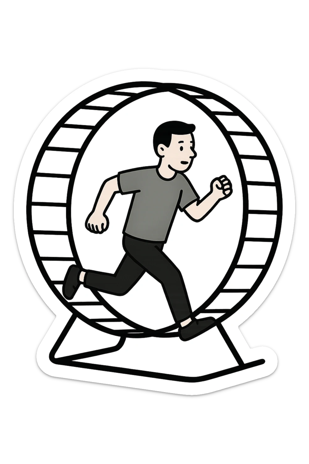 Uomo che corre dentro la ruota del criceto sticker