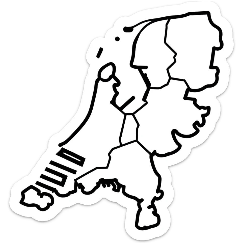 Colorful map of the Netherlands with iconic Dutch symbols sticker