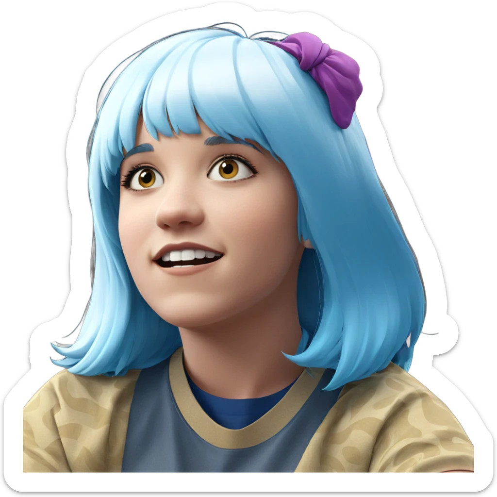 blue haired girl meme sticker