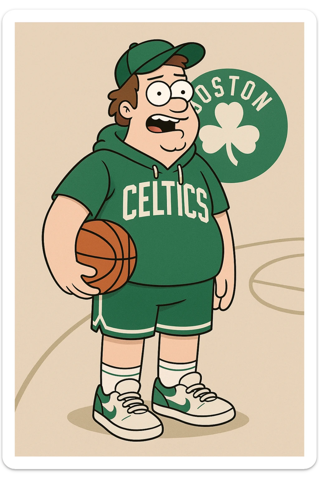 Boston Celtics logo, modern sports style, green and white, basketball theme sticker