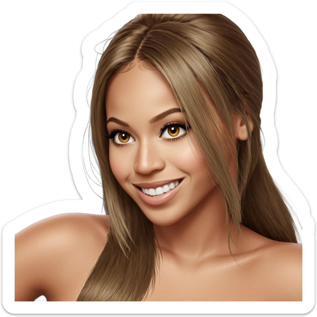 realistic portrait of smiling girl sticker