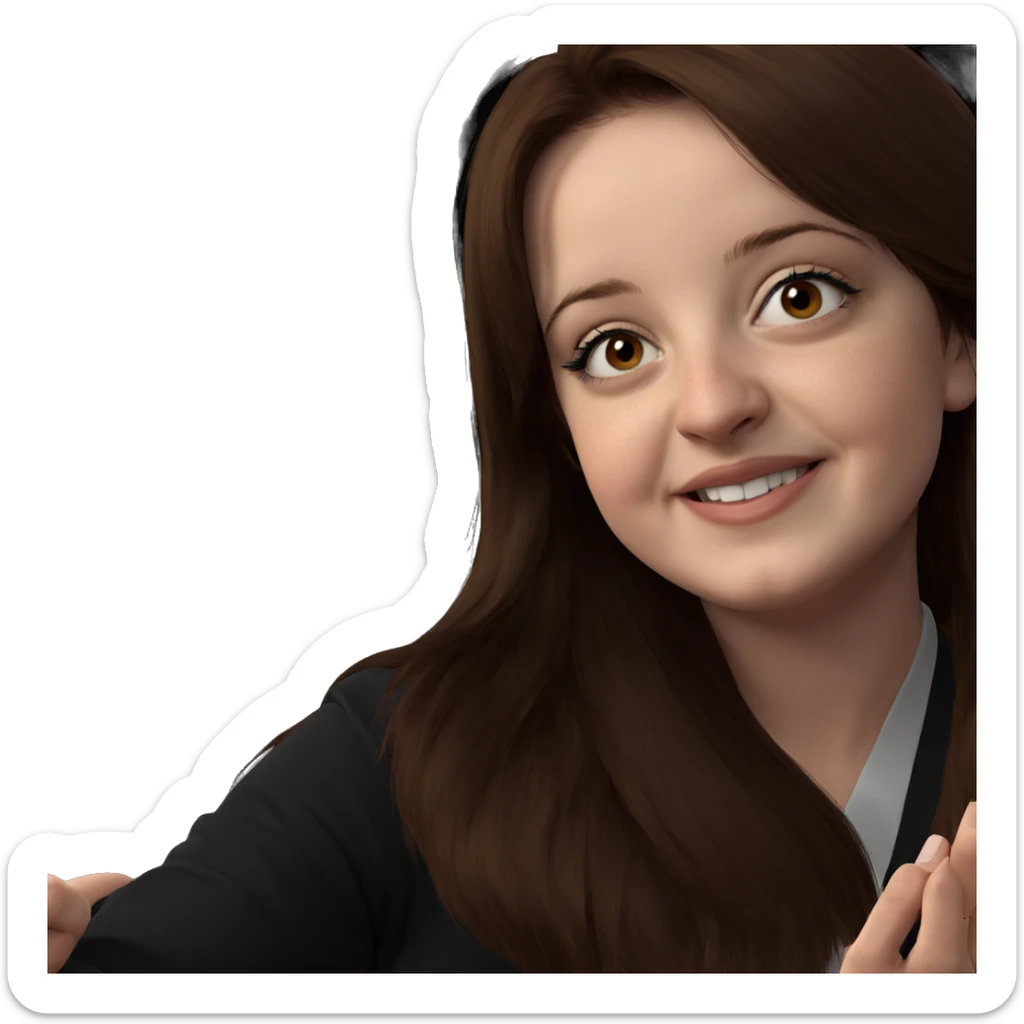 smiling girl with brown hair sticker