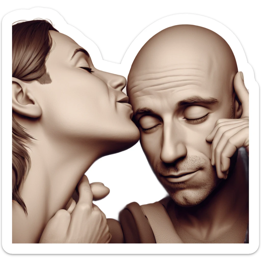 intimate monochrome kiss moment sticker