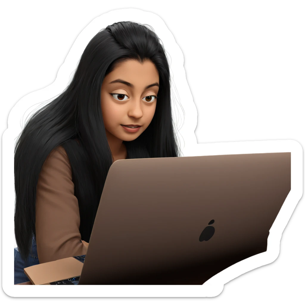 girl with long black hair sticker