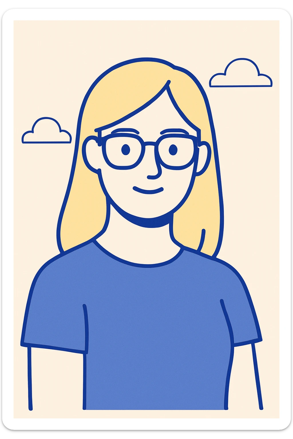 minimal flat design of a blonde woman with glasses sticker