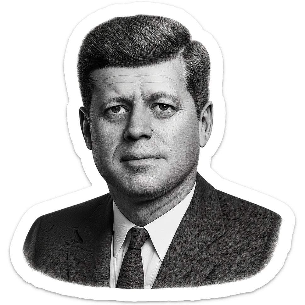 realistic icon of John F. Kennedy, clean and focused, no background sticker